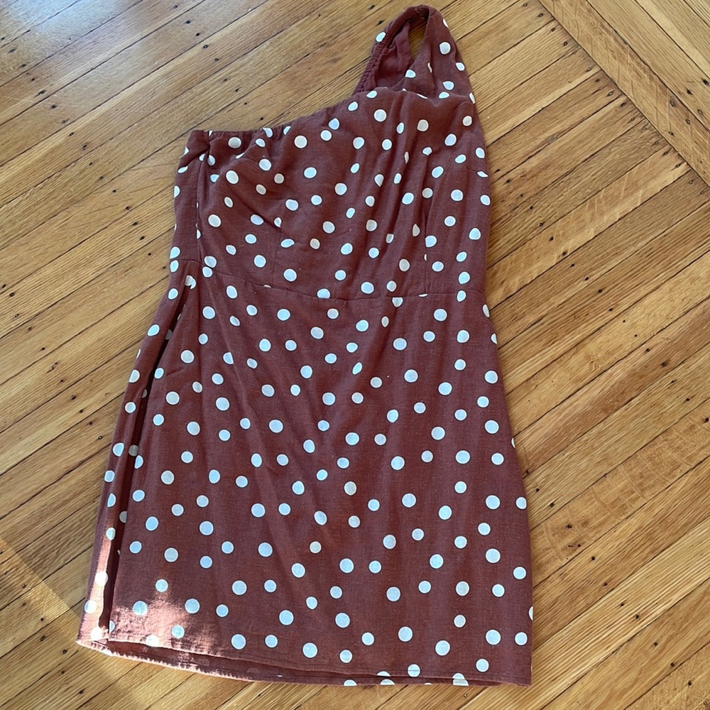 One shoulder linen blend Abercrombie dress